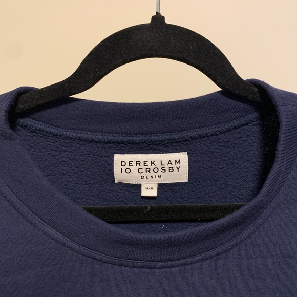 DEREK LAM 10 CROSBY DENIM mixed fabric sweater long sleeve tee - Picture 4 of 6